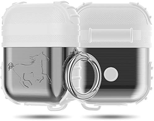 iSank Fit for AirPods Accessories Set,Silicone & Steel Case Cover Compatible with AirPods Charging Case (White)