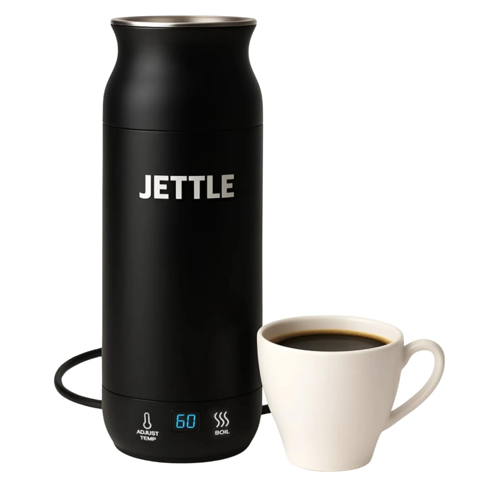 Photo 1 of Jettle Electric Kettle - Travel Portable Heater for Coffee Tea Milk Soup - Stainless Steel Travel Water Boiler tea pot with Temperature Control - LED - Automatic Power Off - 450ml - Kitchen Appliance