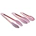Cook With Color Stainless Steel Locking Food Tongs for Cooking and Grilling, Premium Silicone Tipped Tongs for Non Stick Cookware, 6”, 9” and 12” Set of Three, Rose Gold and Pink Sturdy Tongs