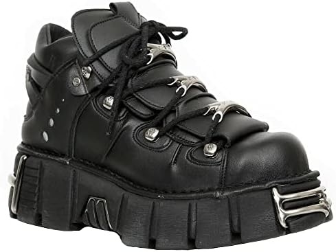 Amazon.com | New Rock Boots WALL106-S10 Unisex Metallic Black