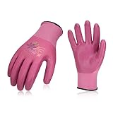 Vgo 3Pairs Ladies' Nitrile Coating Gardening and Work Gloves(Size L,3Colors,NT2110)