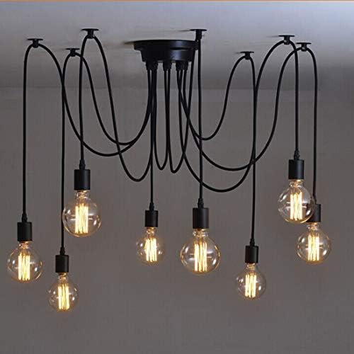 MATCHANT E27 Loft Antique Chandelier Industrial Dining Light Adjustable DIY Ceiling Light Pendant Lamp Adapter No Bulbs (Color : 10 Heads, Size : 1m)
