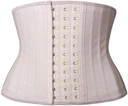 Women's 25 Steel Boned Underbust Sports Workout Hourglass Body Shaper Short Torso Waist Trainer Corset (S, Beige)