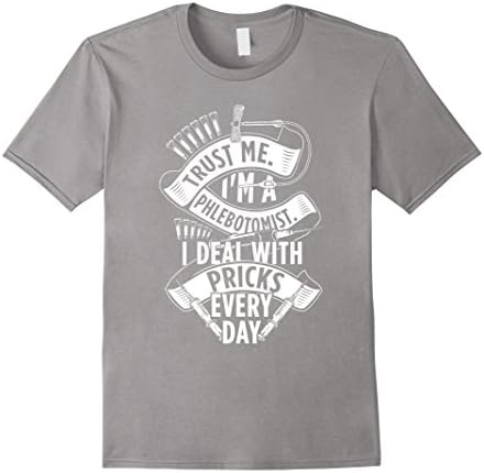 Mens Funny Phlebotomy T-shirt for Phlebotomists 2XL Slate