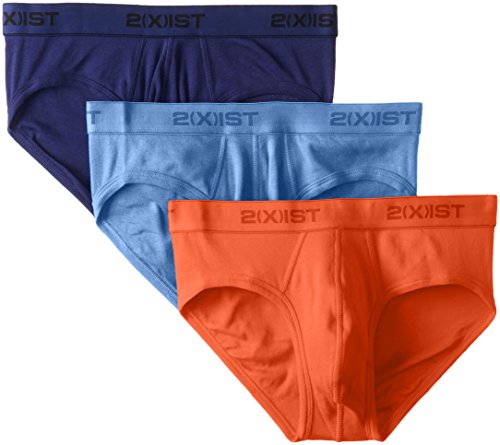 2(x)ist Men's 3-Pack Essentials Contour Pouch Brief, Blueprint/Orangeade/Azure Blue, Small