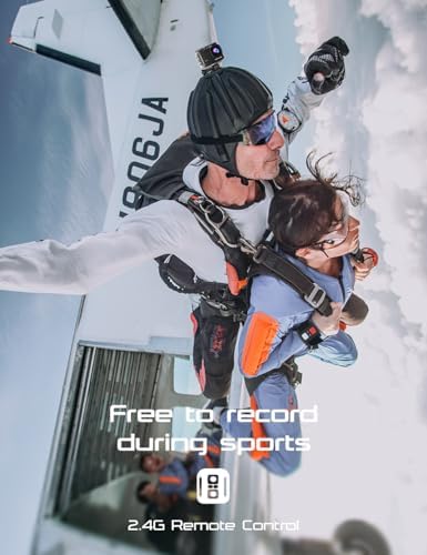 Cámara Deportiva 4K60 EIS con Bolsa Organizadora WiFi Cámara subacuática Impermeable 40M Action Camera Gran Angular 2.4G Remoto 2 baterías de 1350mAh y Accesorios Multiples