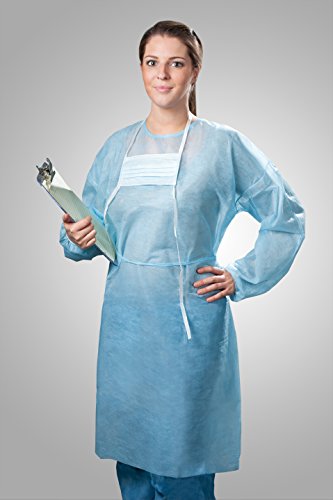Tronex-Spunbond Isolation Gown, Medical Grade, Fluid-Resistant, Elastic Cuffs, Soft Blue, Unisize (Bag of 10)