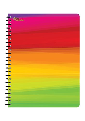 New Generation - Rainbow - 1 Subject 70 Sheets 8" x 10.5" wirebound Spiral Notebook , 6 PACK ,WIDE Ruled , Heavy Duty covers ,3 Hole Punch , (6 PACK SPIRAL NOTEBOOK WIDE RULED)