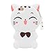 iPhone SE Case, MC Fashion 3D Lucky Fortune Cat Kitty with Cute Bow Tie Silicone Rubber Phone Case Cover for Apple iPhone 5/5S/SE (White)