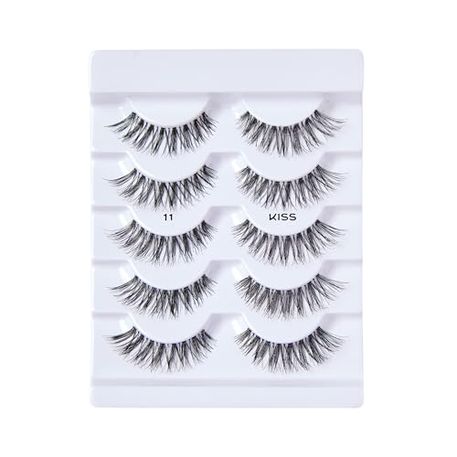 KISS So Wispy, False Eyelashes, 'Style #11', 12mm, Includes 5 Pairs Of Lashes, Easy to Apply, Reusable Lash Clusters
