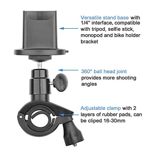 Bicycle Handlebar Mount Holder Compatible with DJI Osmo Pocket Camera Motorcycle Bike Accessories Bracket 360° Rotatable Ball Head with Gimbal Stabilizer Base Stand Adapter - Thumbnail 3