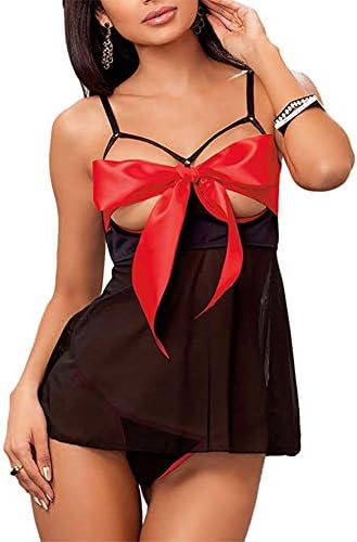 ALLoveble Women's Sexy Lace Lingerie Dress Cupless Strappy Chemise Babydoll Nightwear