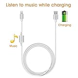 Lightning Syncing and Charging USB Cable with Lightning Headphone Audio,2 in 1 Audio and Charge Splitter lightning to USB power cable with Call Function for iPhone 7/8/X plus by EFGTEK.