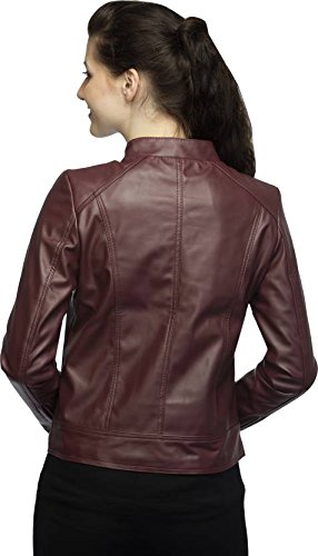 life trading fashionable maroon pu leather jacket for womens and girls