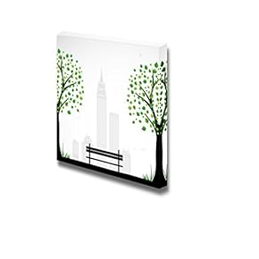 Canvas Prints Wall Art - City Theme Wall Art with Abstract Tree | Modern Wall Decor/Home Decoration Stretched Gallery Canvas Wrap Giclee Print. Ready to Hang - 12" x 12"