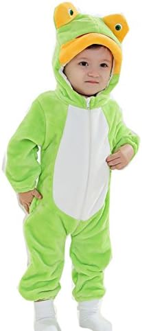 WECNSKY Baby Flannel Animal Romper Outfits Suit (18-23 months, green frog)
