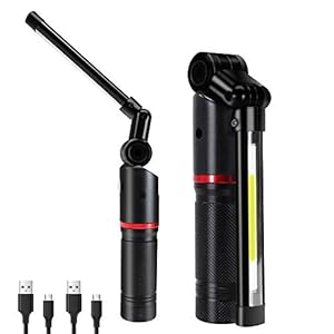 [2 PACK] AlpsWolf Work Light-LED Work Lights with Super Magnetic base, 270°Rotate COB LED Tube, 10h Standby, 4 Work Modes, IPX5 Waterproof, Rechargeable Magnetic Flashlights for Car Repair and Camping