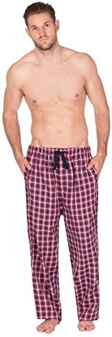 JASON JONES Men's Woven Checked Pyjama Bottoms - Cotton Blend Twill PJ Lounge Pants