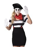 Mime Costume Set - Halloween Womens French Artist Circus Lady, Small