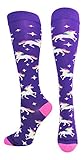 MadSportsStuff Neon Rainbow Unicorn Athletic Over The Calf Socks