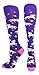 MadSportsStuff Neon Rainbow Unicorn Over the Calf Socks (Purple/Neon Pink, Small)