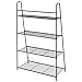 DOEWORKS 4 Tier Metal Plant Stand, Metal Storage Shelf, Ladder Shelf, 50in Tall Standing Ladder Shelves, Leaning Bookshelf for Home Office/Living Room/Home- Black