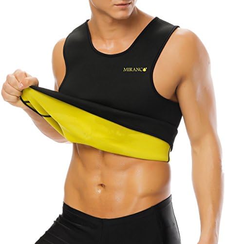 MIRANCO Men Hot Neoprene Workout Sauna Tank Top Waist Trainer Vest Body Shaper for Weight Loss No Zipper Black