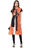 Janasya Women's Orange Casual Crepe Kurti