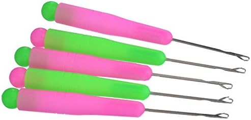 GeoBIX(TM)1Set 5PCs Sweater Tongue Crochet Hooks Knitting Needles Kit Green Fushia Handle Fix Close Sewing Needles 14.5cm