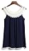Merryfun Women's Casual Sleeveless Hollow Out Lace Tank Tops Loose Shirt Blue,L