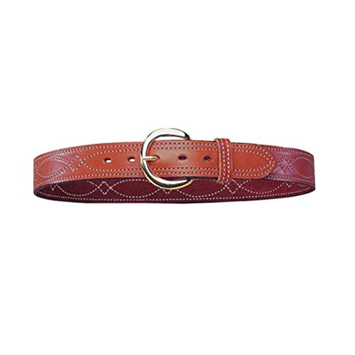 Bianchi B12 Fancy Stitched Belt, 1.5" Width, Tan Finish, Brass Buckle, SZ38