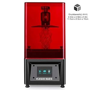 ELEGOO Mars 2 Mono MSLA 3D Drucker UV Lichthärtungs LCD Resin 3D Drucker mit 6 Zoll 2K Monochrom LCD, Druckgröße 129 x 80 x 150 mm / 5,1 x 3,1 x 5,9 Zoll