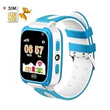 Kids Smartwatch Children Watches with SIM Card Included,Two-Way Call SOS,Games Camera Voice Chat Flashlight LBS Positioning (Blue)