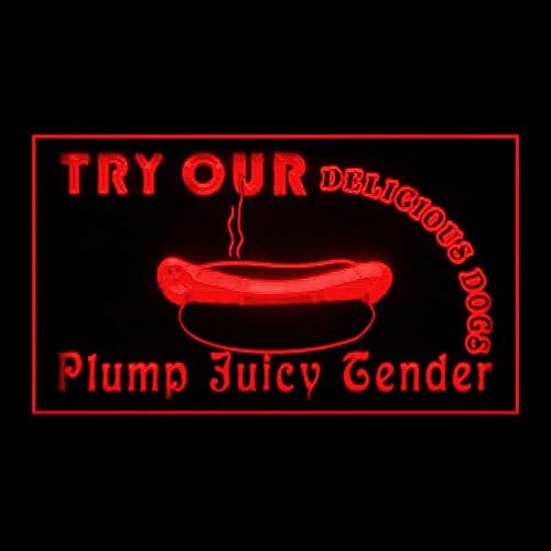110263 Try Our Delicious Hot Dogs Juice Display LED Light Sign