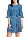 Allegra K Women 3/4 Raglan Sleeves Round Neck Belted Tunic Dress