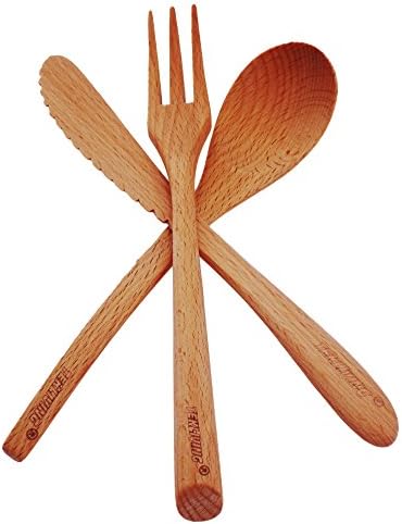 Wooden Flatware Set, Wooden Cutlery Sets, TEKLiving Forks and Spoons, For Dessert,Picnic Camping,Trip,4 Forks,4 Spoons,4 knives, Service for 4