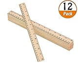 12 Pack Wooden Rulers Student Measuring rulers 2 Scale for School/Office/Wood Ruler(12Inch and 30CM)