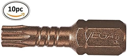 VEGA T15 TORX Impact Driver Bits. Impactech Professional Grade Impact Grade T-15 TORX 1" Bits. (Pack of 10) P125T15A-10