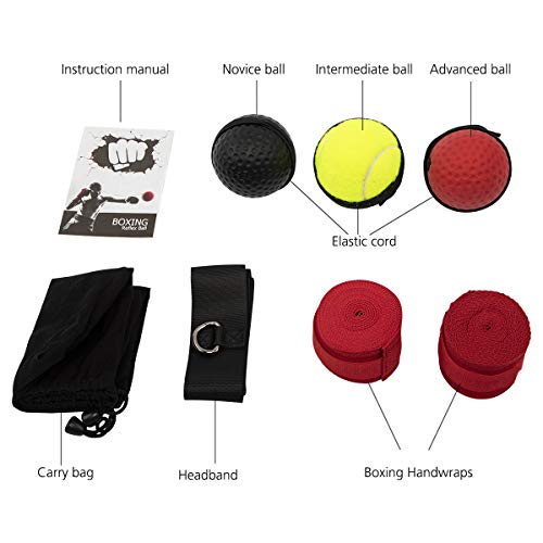 ENUOSUMA Upgraded Boxing Reflex Ball, Boxing Training Ball, Mma Speed Training Suitable for Adult/Kids Best Boxing Equipment for Training, Hand Eye Coordination and Fitness.