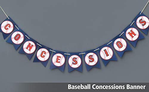 Boston Creative company Baseball Concessions Banner - Baseball Birthday Banner - Baseball Baby Shower - Baseball Happy Birthday Banner-Baseball Pennant Banner