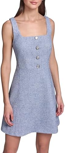 karl lagerfeld blue tweed dress KARL LAGERFELD PARIS Women's Solid Tweed Sheath Dress, White, 14, Cotton