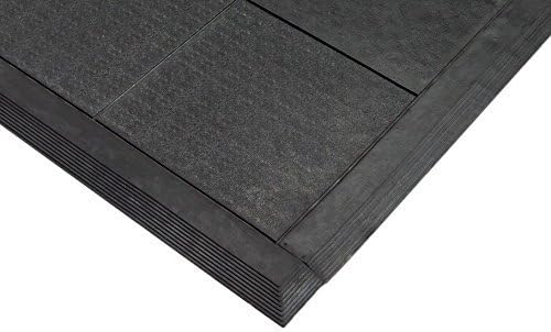 EVERMAT TX304 Male Edge for Rubber Solid Top Gym Interlocking Safety Exercise Floor Mat, Black
