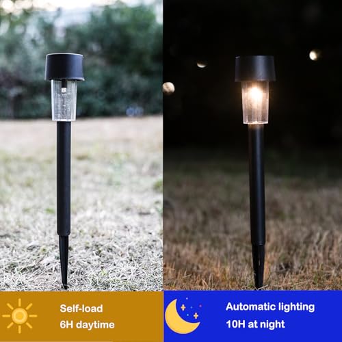 SC-Daily Solar Lights Outdoor Garden Landscape Pathway - 12 Pack Solar Powered Stake Lights - LED, for Lawn Borders Flowerbeds Patio Ideal Driveway and Pathway Lighting for Outside (Warm White)