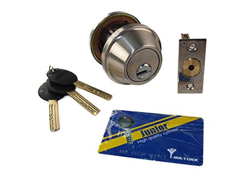 Mul-T-Lock Cronus High Security Grade 2 Double Cylinder Dead-Bolt 2-3/8 or 2-3/4 Adjustable Backset for Commercial And Residential Metal Or Wood Doors (Stainless Steel)