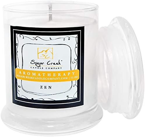 Aromatherapy Soy Wax Scented Candle - Zen (Vanilla, Cherry, Melon) | Non Toxic - Essential Oils | 75 Hours Burn Time (12 ounces Heavy Glass) | Sugar Creek Candles
