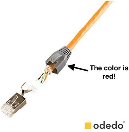 Odedo® Pack of 10 Red Crimp Connectors CAT 7, CAT 7A - Image 3