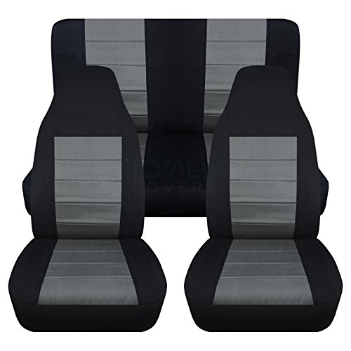 Totally Covers Compatible with 1997-2006 Jeep Wrangler TJ Seat Covers: Black & Charcoal - Full Set: Front & Rear (23 Colors) 2-Door Complete Back Bench