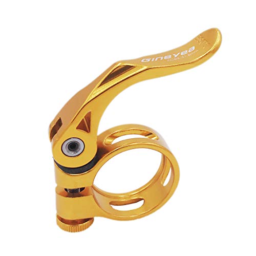 DEERU Aluminum Quick-Release Seat Post Clamp 34.9mm Bike Seat Clamp MTB Bike Road Bike Casual Bike Seatpost Clamp - Gold