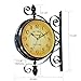 Homello Vintage Double Sided Wall Clock Iron Metal Silent Quiet Grand Central Station Wall Clock Art Clock Decorative Double Faced Wall Clock 360 Degree Rotate Antique Wall Clock (Dark Brown Color)