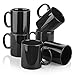 Y YHY Porcelain Coffee Mugs, 12 Ounces Mug Set for Coffee, Tea, Cocoa or DIY, Set of 6, Black